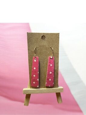 Handmade Pink Polka Dot Drop Earrings
